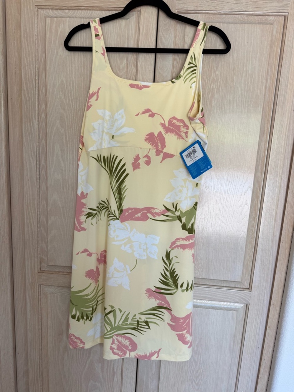 Columbia Yellow Tropical Print Mini Dress with Pink & White Accents